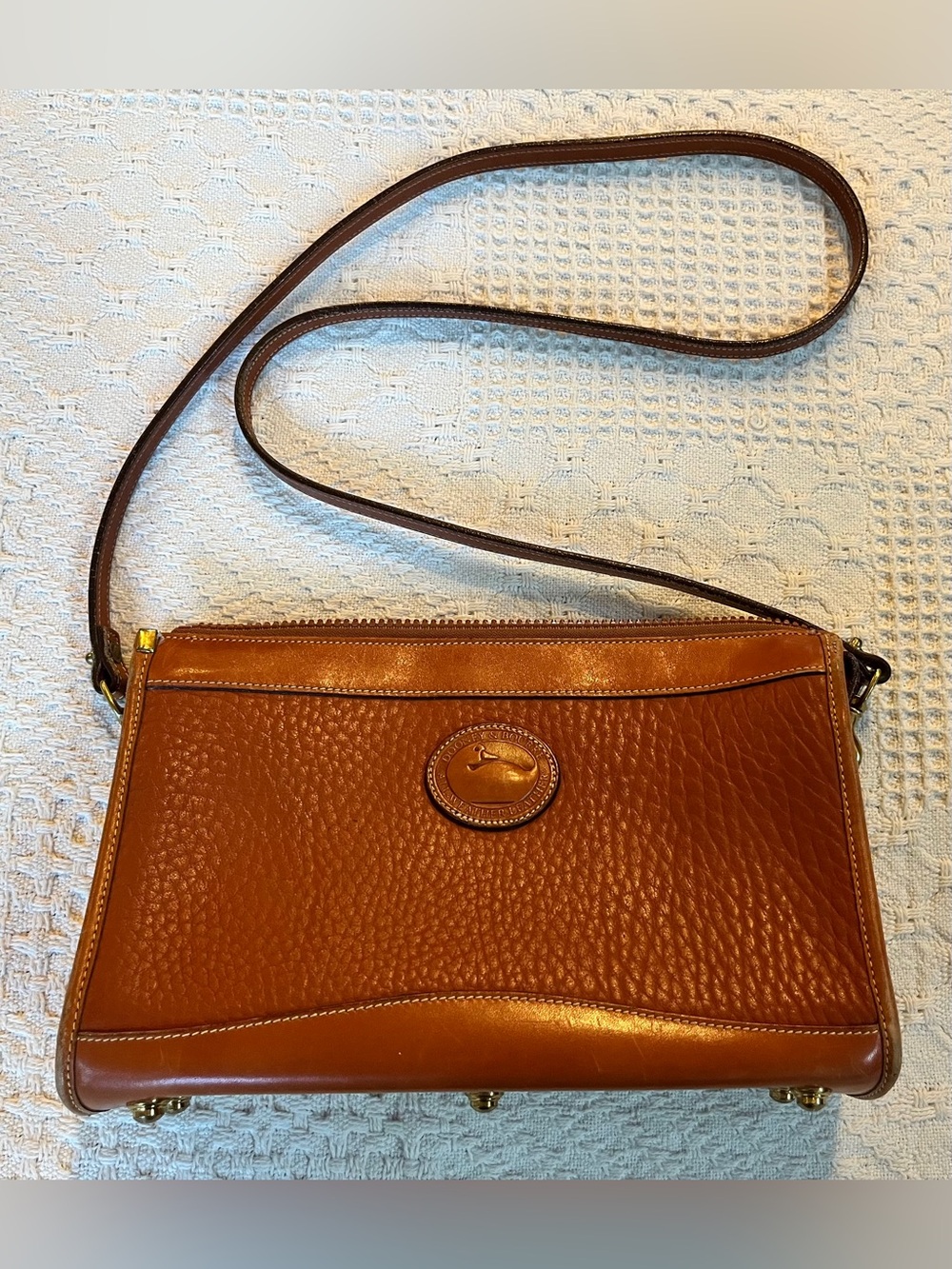 Vintage Dooney & Bourke All-Weather Leather Crossbody Bag in British Tan
